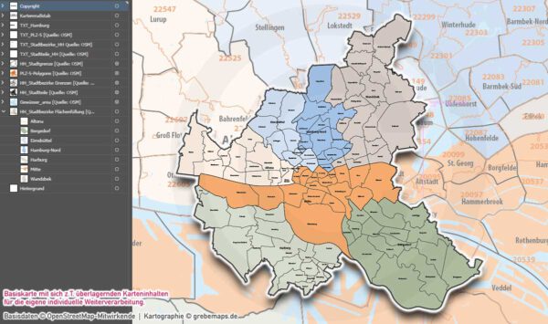 Hamburg Basiskarte Postleitzahlen PLZ-5 Stadtbezirke Stadtteile Vektorkarte, Karte Hamburg PLZ 5-stellig, Postleitzahlenkarte Hamburg, vector map hamburg stadtteile, Vektorkarte Hamburg PLZ, Karte Hamburg für Illustrator, Stadtplan Hamburg Stadtteile, Landkarte Hamburg Stadtteile, Kartengrafik Hamburg, Vektorgrafik Hamburg, AI-Datei, download, ebenen-separiert, editierbar, Karte Hamburg PLZ für Illustrator AI