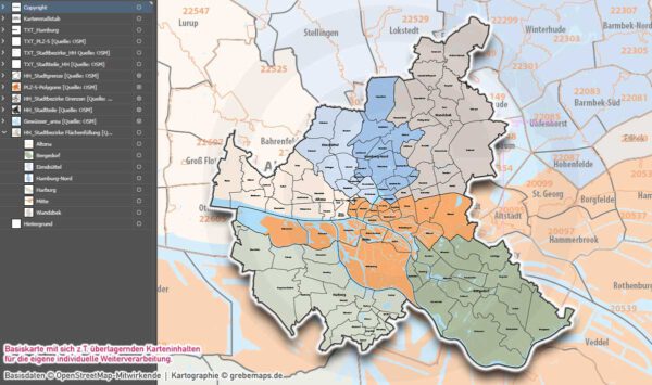 Hamburg Basiskarte Postleitzahlen PLZ-5 Stadtbezirke Stadtteile Vektorkarte, Karte Hamburg PLZ 5-stellig, Postleitzahlenkarte Hamburg, vector map hamburg stadtteile, Vektorkarte Hamburg PLZ, Karte Hamburg für Illustrator, Stadtplan Hamburg Stadtteile, Landkarte Hamburg Stadtteile, Kartengrafik Hamburg, Vektorgrafik Hamburg, AI-Datei, download, ebenen-separiert, editierbar, Karte Hamburg PLZ für Illustrator AI