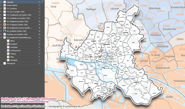 Hamburg Basiskarte Postleitzahlen PLZ-5 Stadtbezirke Stadtteile Vektorkarte, Karte Hamburg PLZ 5-stellig, Postleitzahlenkarte Hamburg, vector map hamburg stadtteile, Vektorkarte Hamburg PLZ, Karte Hamburg für Illustrator, Stadtplan Hamburg Stadtteile, Landkarte Hamburg Stadtteile, Kartengrafik Hamburg, Vektorgrafik Hamburg, AI-Datei, download, ebenen-separiert, editierbar, Karte Hamburg PLZ für Illustrator AI