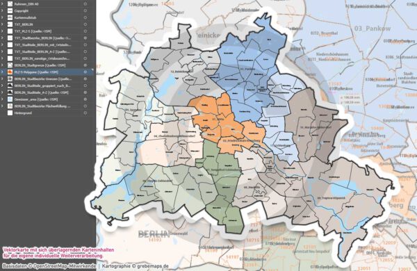 Berlin Basiskarte Postleitzahlen PLZ-5 Stadtbezirke Stadtteile Vektorkarte, Karte Berlin Stadtteile, Karte Berlin Postleitzahlen, PLZ-Karte Berlin, Vektorkarte Berlin, Vektorgrafik Berlin, Kartengrafik Berlin, Karte Berlin für Illustrator, vector map berlin plz, AI-Datei, download, editierbar, Stadtplan Berlin Stadtteile