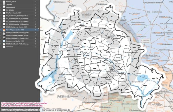 Berlin Basiskarte Postleitzahlen PLZ-5 Stadtbezirke Stadtteile Vektorkarte, Karte Berlin Stadtteile, Karte Berlin Postleitzahlen, PLZ-Karte Berlin, Vektorkarte Berlin, Vektorgrafik Berlin, Kartengrafik Berlin, Karte Berlin für Illustrator, vector map berlin plz, AI-Datei, download, editierbar, Stadtplan Berlin Stadtteile