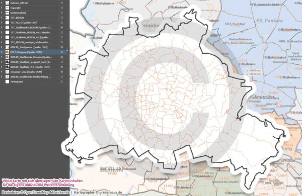 Berlin Basiskarte Postleitzahlen PLZ-5 Stadtbezirke Stadtteile Vektorkarte, Karte Berlin Stadtteile, Karte Berlin Postleitzahlen, PLZ-Karte Berlin, Vektorkarte Berlin, Vektorgrafik Berlin, Kartengrafik Berlin, Karte Berlin für Illustrator, vector map berlin plz, AI-Datei, download, editierbar, Stadtplan Berlin Stadtteile