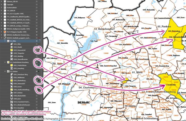 Berlin Basiskarte Postleitzahlen PLZ-5 Stadtbezirke Stadtteile Vektorkarte, Karte Berlin Stadtteile, Karte Berlin Postleitzahlen, PLZ-Karte Berlin, Vektorkarte Berlin, Vektorgrafik Berlin, Kartengrafik Berlin, Karte Berlin für Illustrator, vector map berlin plz, AI-Datei, download, editierbar, Stadtplan Berlin Stadtteile