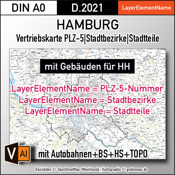 Hamburg und Umgebung Vertriebskarte Postleitzahlen PLZ-5 Stadtbezirke Stadtteile HH-Gebäude Vektorkarte, PLZ-Karte Hamburg, Postleitzahlenkarte Hamburg, Karte Hamburg Stadtteile, vector map hamburg, Vektorkarte hamburg, Vektorgrafik Hamburg, Kartengrafik Hamburg, Karte Hamburg Stadtteile für Illustrator, Karte Hamburg AI-Datei, editierbar, download, ebenen-separiert, Stadtplan Hamburg Stadtteile, Landkarte Hamburg Stadtteile, Stadtkarte Hamburg Stadtteile