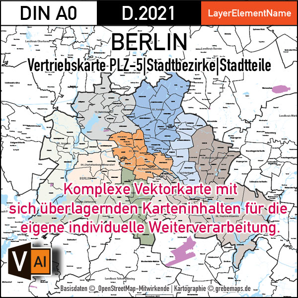 Berlin und Umgebung Vertriebskarte Postleitzahlen PLZ-5 Stadtbezirke Stadtteile Vektorkarte, vector map berlin, plz-karte berlin, karte plz berlin, karte berlin stadtteile, karte berlin vektor, karte berlin für illustrator, stadtplan berlin stadtteile, stadtplan berlin plz, karte berlin ai, vector map berlin, vektorgrafik, vektorkarte, kartengrafik, illustrator ai, editierbar, download