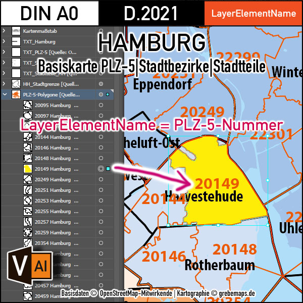 Hamburg Basiskarte Postleitzahlen PLZ-5 Stadtbezirke Stadtteile Vektorkarte, Karte Hamburg PLZ 5-stellig, Postleitzahlenkarte Hamburg, vector map hamburg stadtteile, Vektorkarte Hamburg PLZ, Karte Hamburg für Illustrator, Stadtplan Hamburg Stadtteile, Landkarte Hamburg Stadtteile, Kartengrafik Hamburg, Vektorgrafik Hamburg, AI-Datei, download, ebenen-separiert, editierbar, Karte Hamburg PLZ für Illustrator AI