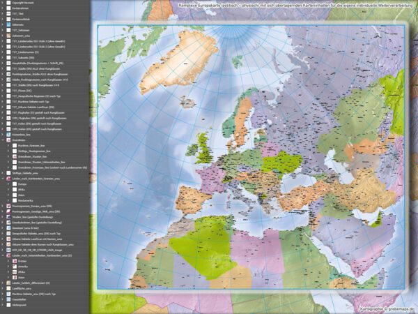 Europa Vektorkarte politisch physisch mit Provinzen flächentreu Landkarte [Digital] – Bild 16