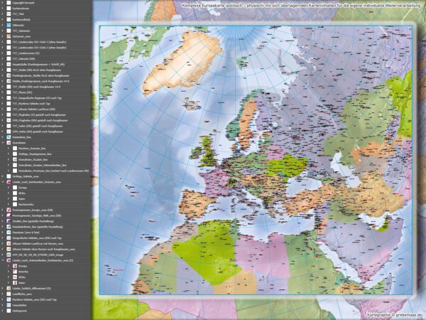 Europa Vektorkarte politisch physisch mit Provinzen flächentreu Landkarte [Digital] – Bild 17