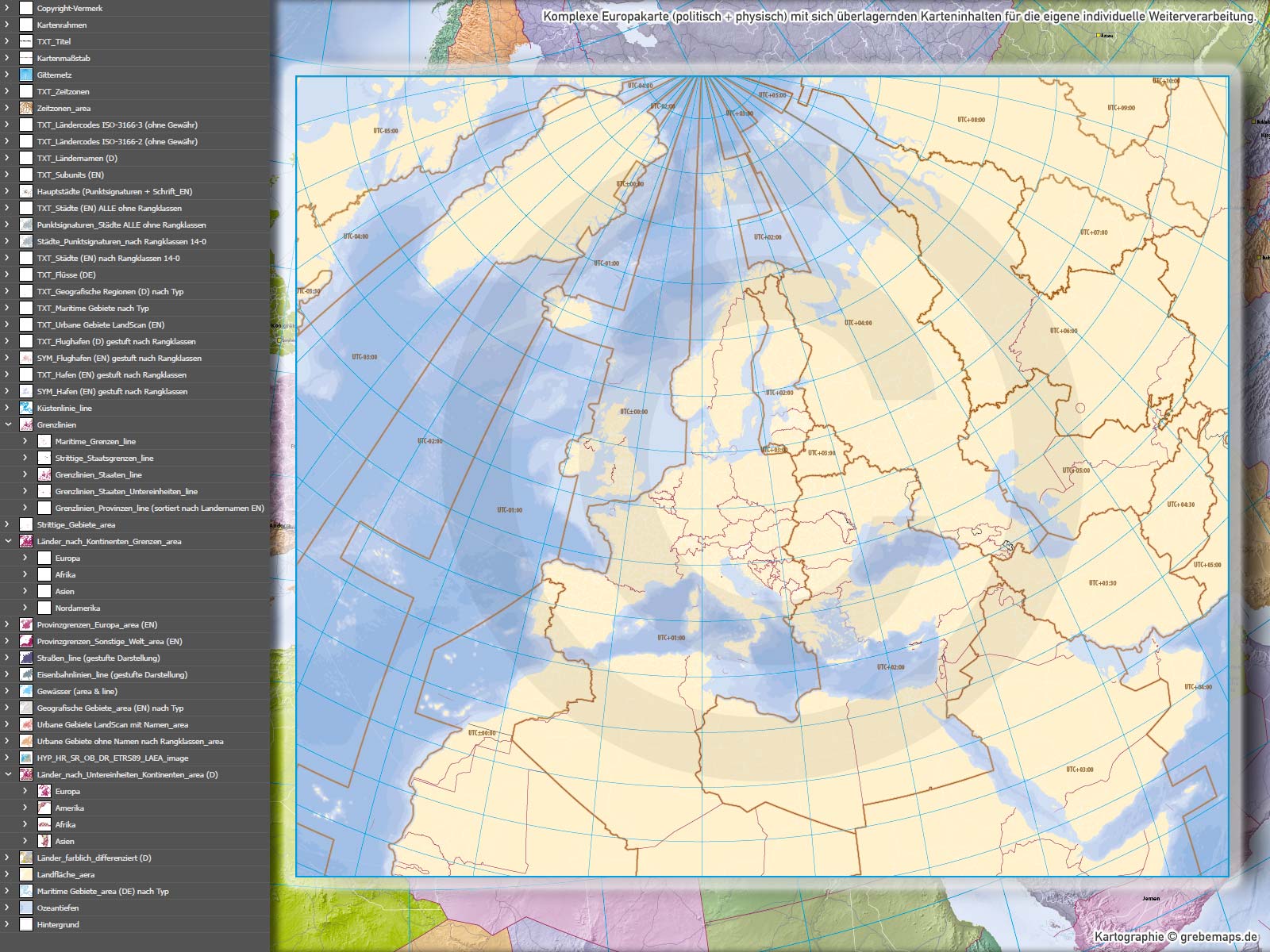 Europa Vektorkarte politisch physisch mit Provinzen flächentreu Landkarte [Digital] – Bild 18