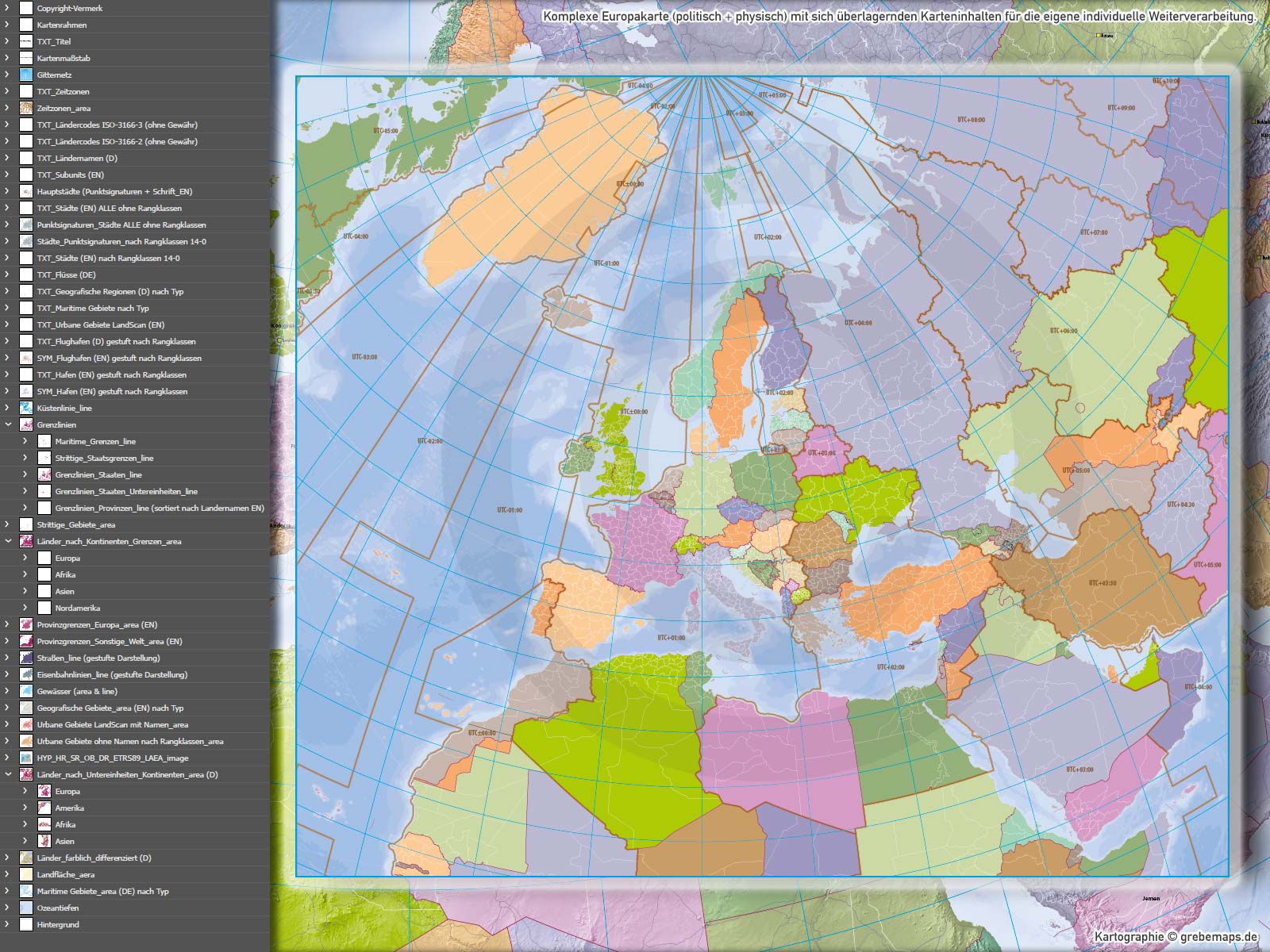 Europa Vektorkarte politisch physisch mit Provinzen flächentreu Landkarte [Digital] – Bild 19
