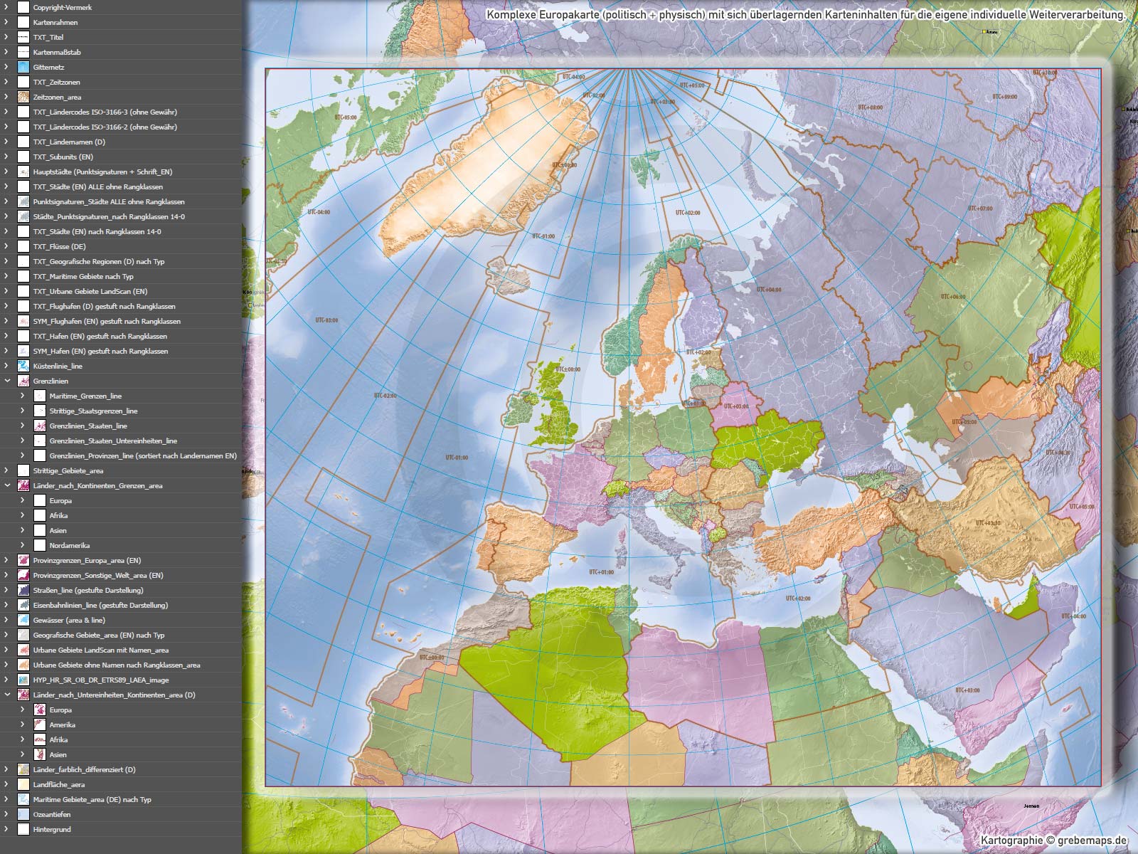 Europa Vektorkarte politisch physisch mit Provinzen flächentreu Landkarte [Digital] – Bild 20