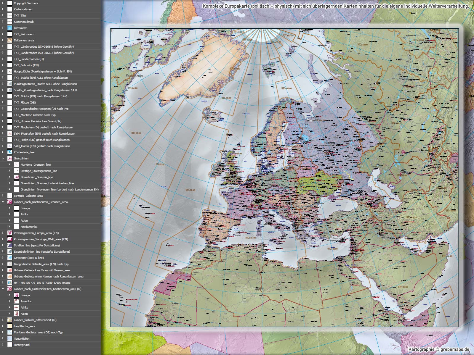Europa Vektorkarte politisch physisch mit Provinzen flächentreu Landkarte [Digital] – Bild 21