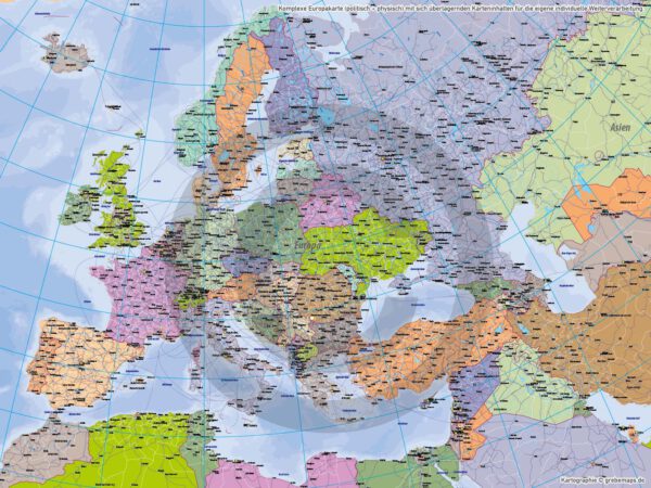 Europa Vektorkarte politisch physisch mit Provinzen flächentreu Landkarte [Digital] – Bild 25