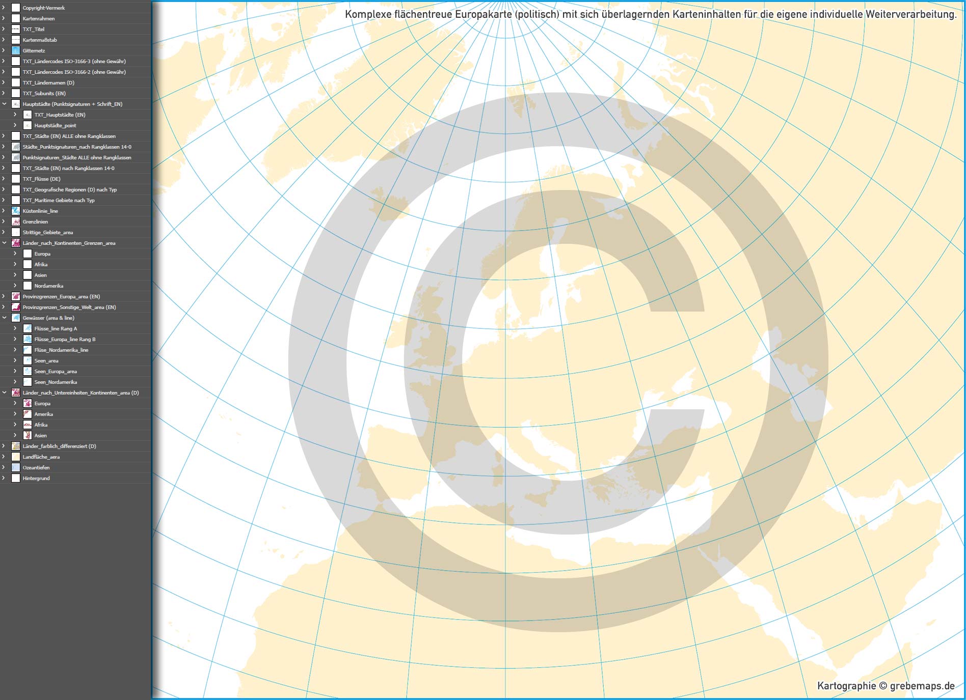 Europa Landkarte politisch mit Provinzen flächentreu Vektorkarte [Digital] – Bild 5