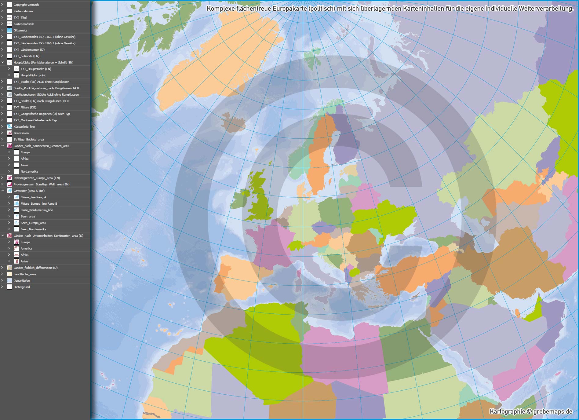 Europa Landkarte politisch mit Provinzen flächentreu Vektorkarte [Digital] – Bild 10