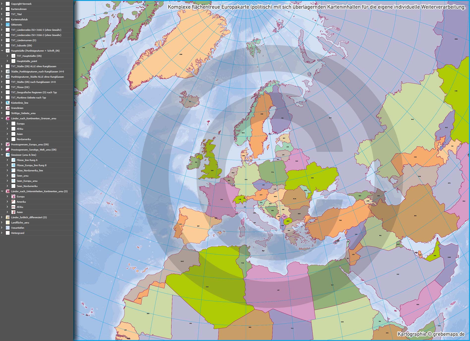 Europa Landkarte politisch mit Provinzen flächentreu Vektorkarte [Digital] – Bild 11