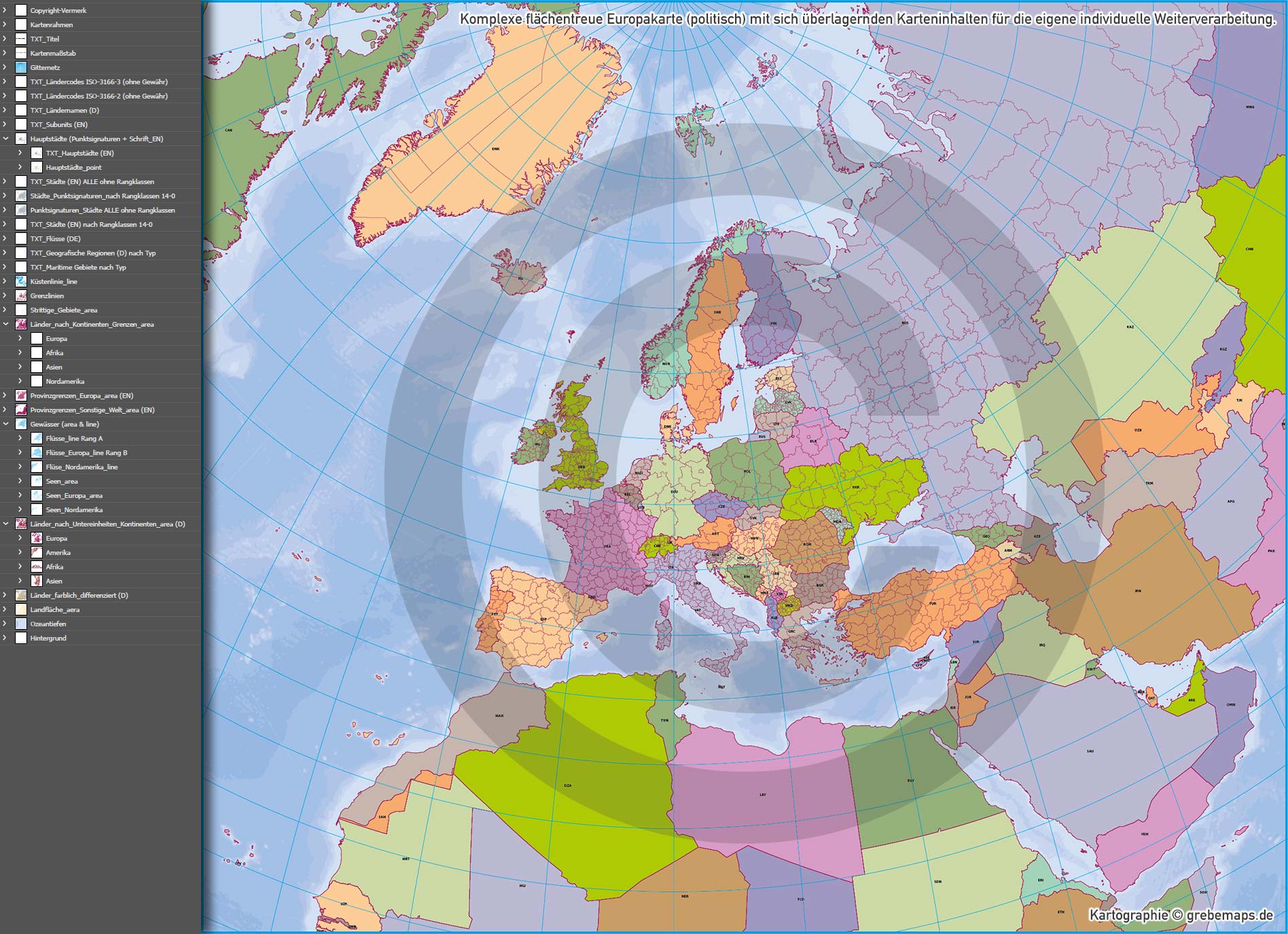 Europa Landkarte politisch mit Provinzen flächentreu Vektorkarte [Digital] – Bild 12