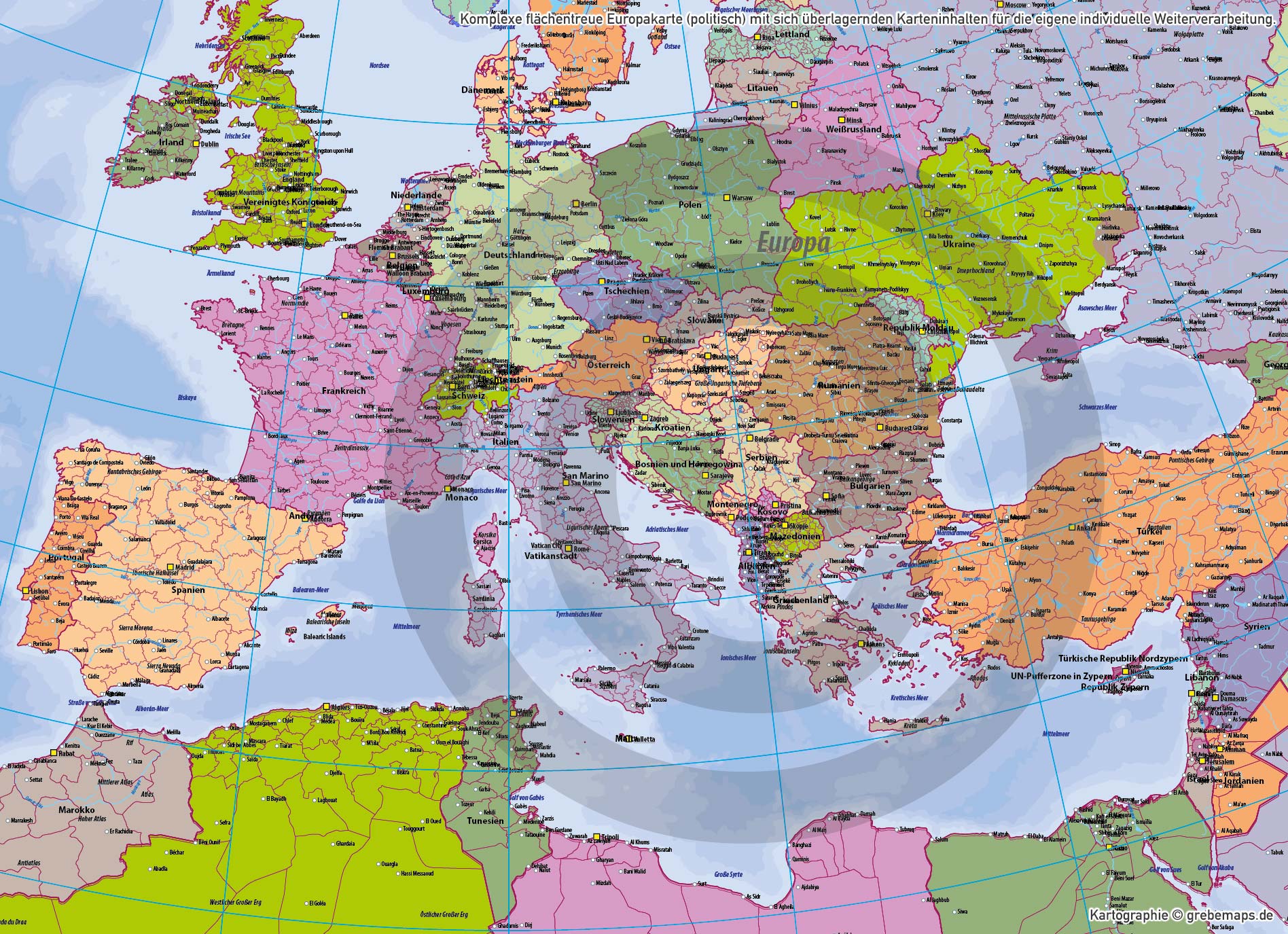 Europa Landkarte politisch mit Provinzen flächentreu Vektorkarte [Digital] – Bild 17