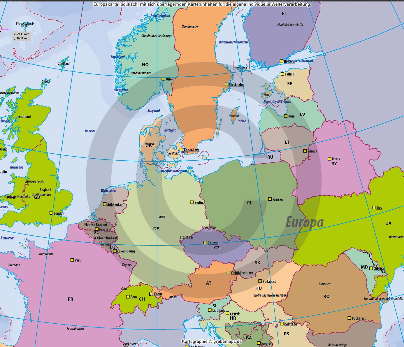 Europa Landkarte politisch flächentreu Vektorkarte [Digital] – Bild 17