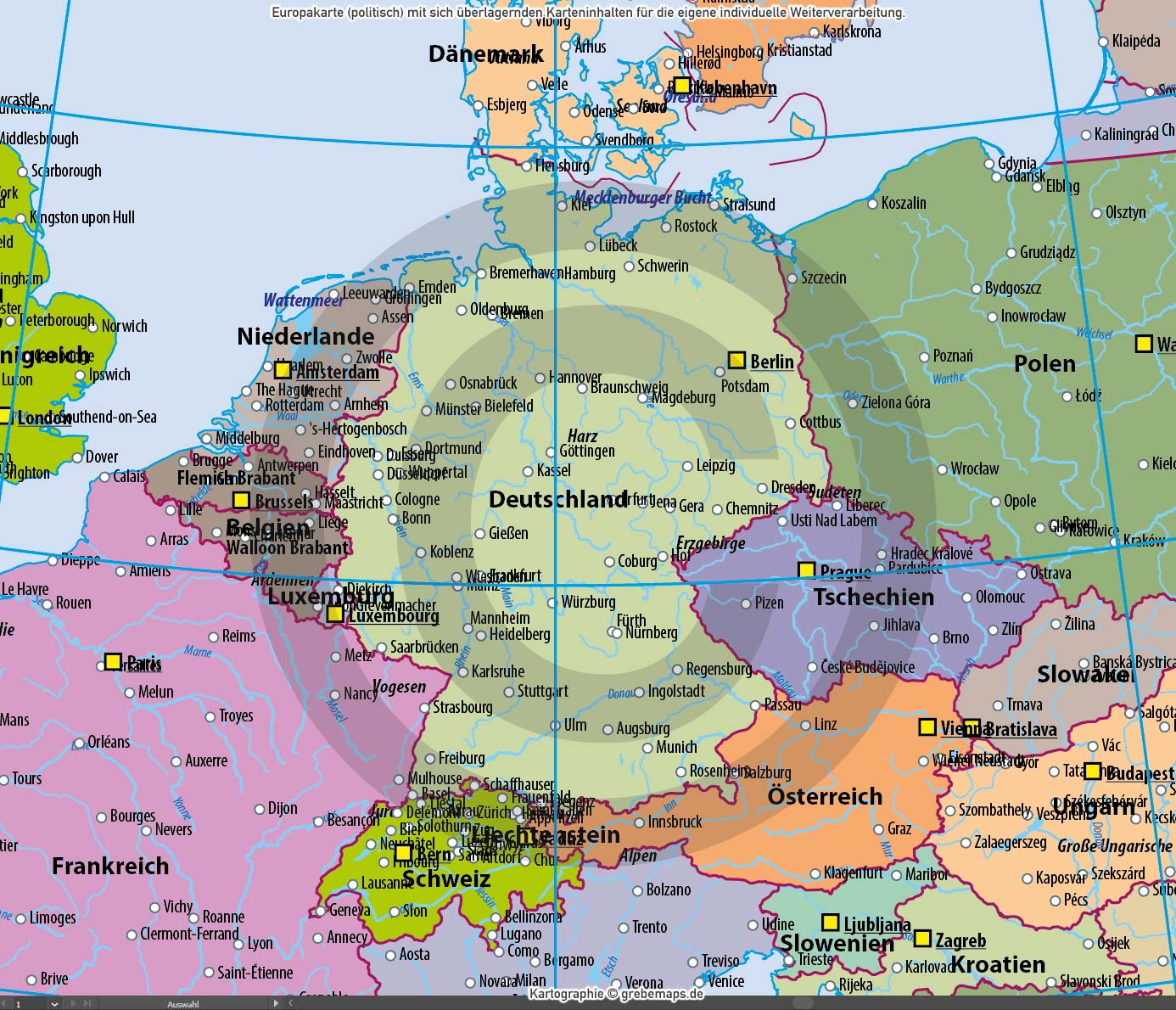 Europa Landkarte politisch flächentreu Vektorkarte [Digital] – Bild 19