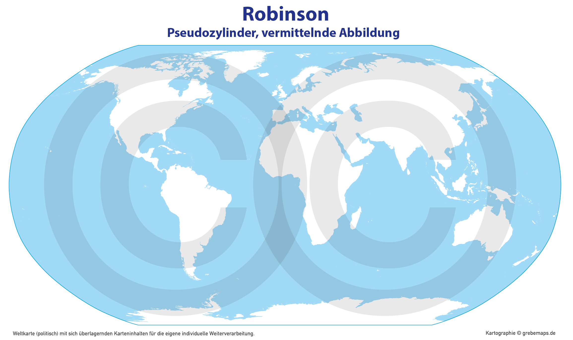 Weltkarte politisch – Robinson Kartenprojektion – Vektorkarte Illustrator ebenen-separiert editierbar AI-Datei [Digital] – Bild 6
