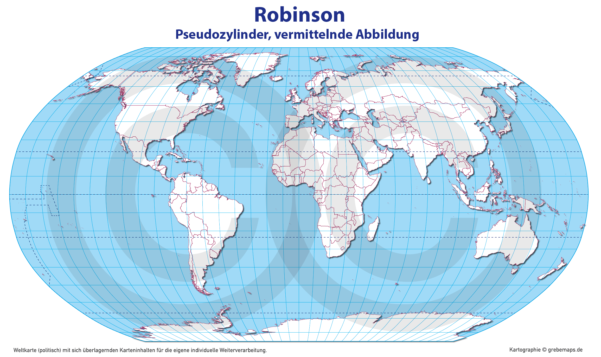 Weltkarte politisch – Robinson Kartenprojektion – Vektorkarte Illustrator ebenen-separiert editierbar AI-Datei [Digital] – Bild 9