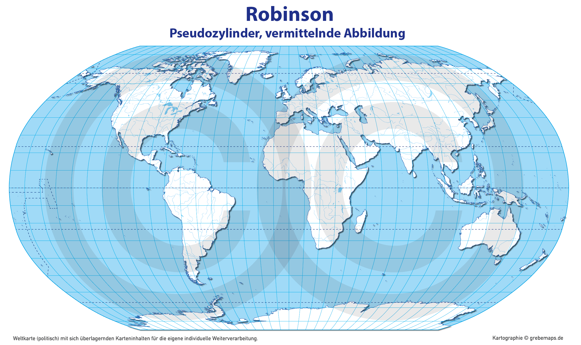 Weltkarte politisch – Robinson Kartenprojektion – Vektorkarte Illustrator ebenen-separiert editierbar AI-Datei [Digital] – Bild 12