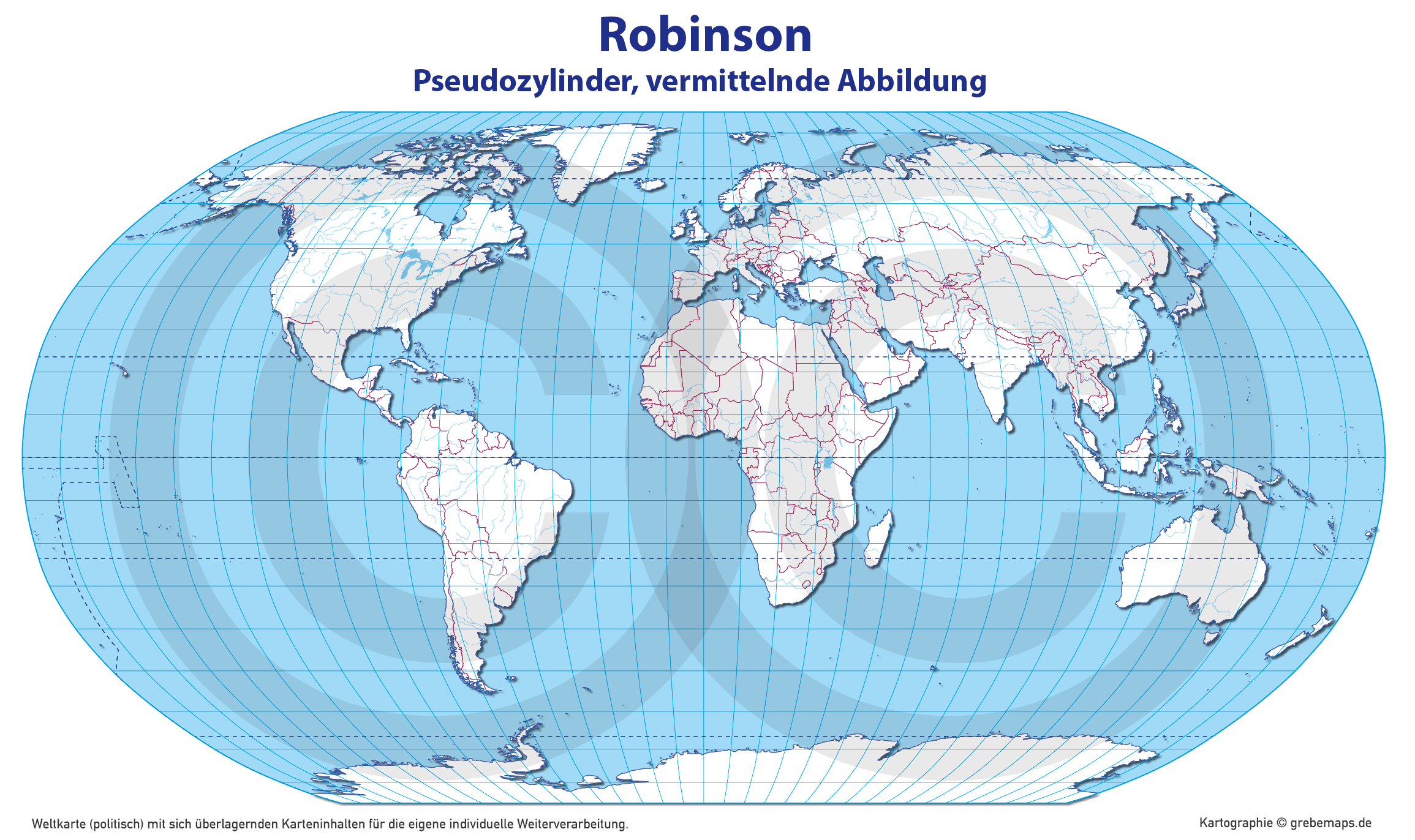 Weltkarte politisch – Robinson Kartenprojektion – Vektorkarte Illustrator ebenen-separiert editierbar AI-Datei [Digital] – Bild 13