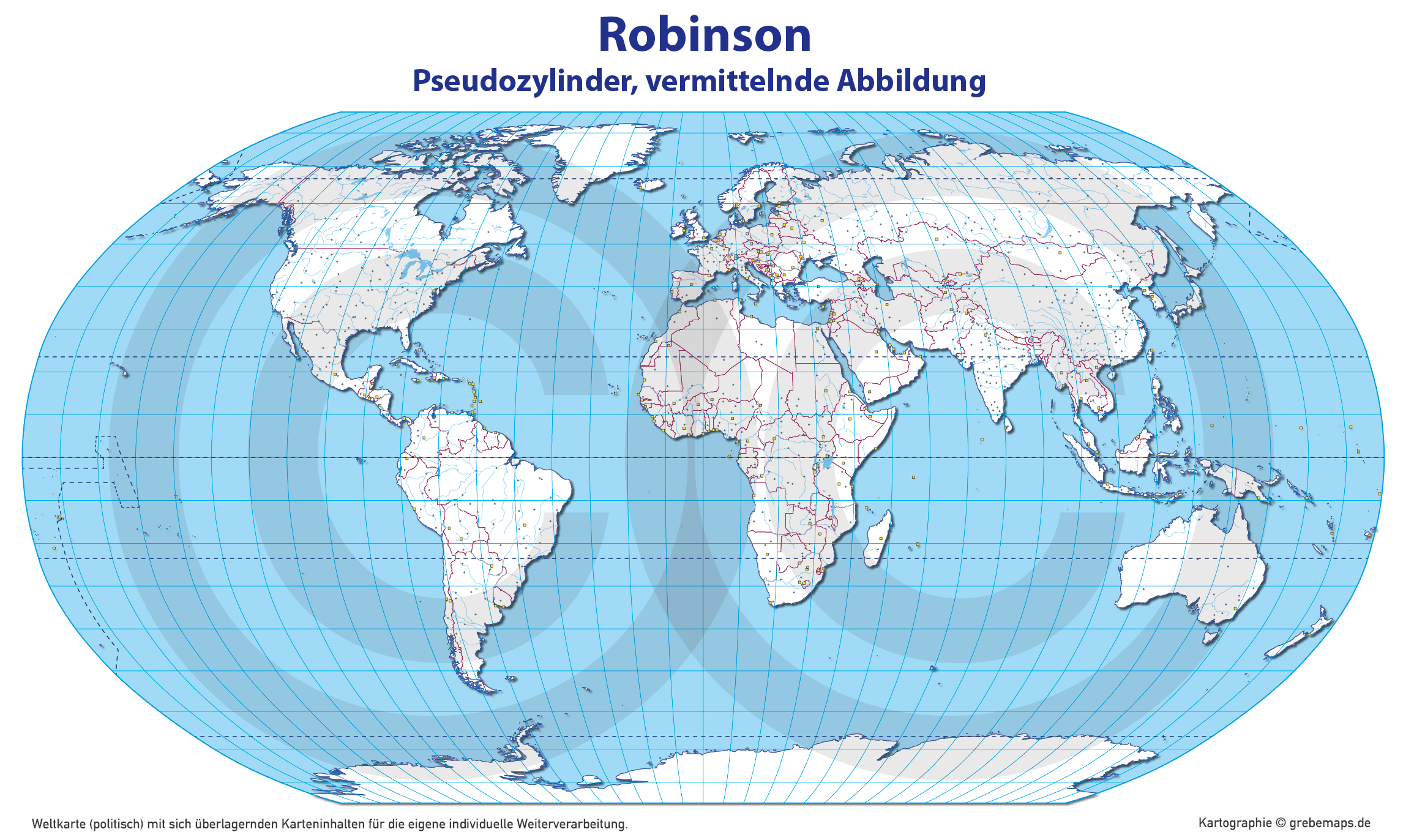 Weltkarte politisch – Robinson Kartenprojektion – Vektorkarte Illustrator ebenen-separiert editierbar AI-Datei [Digital] – Bild 25