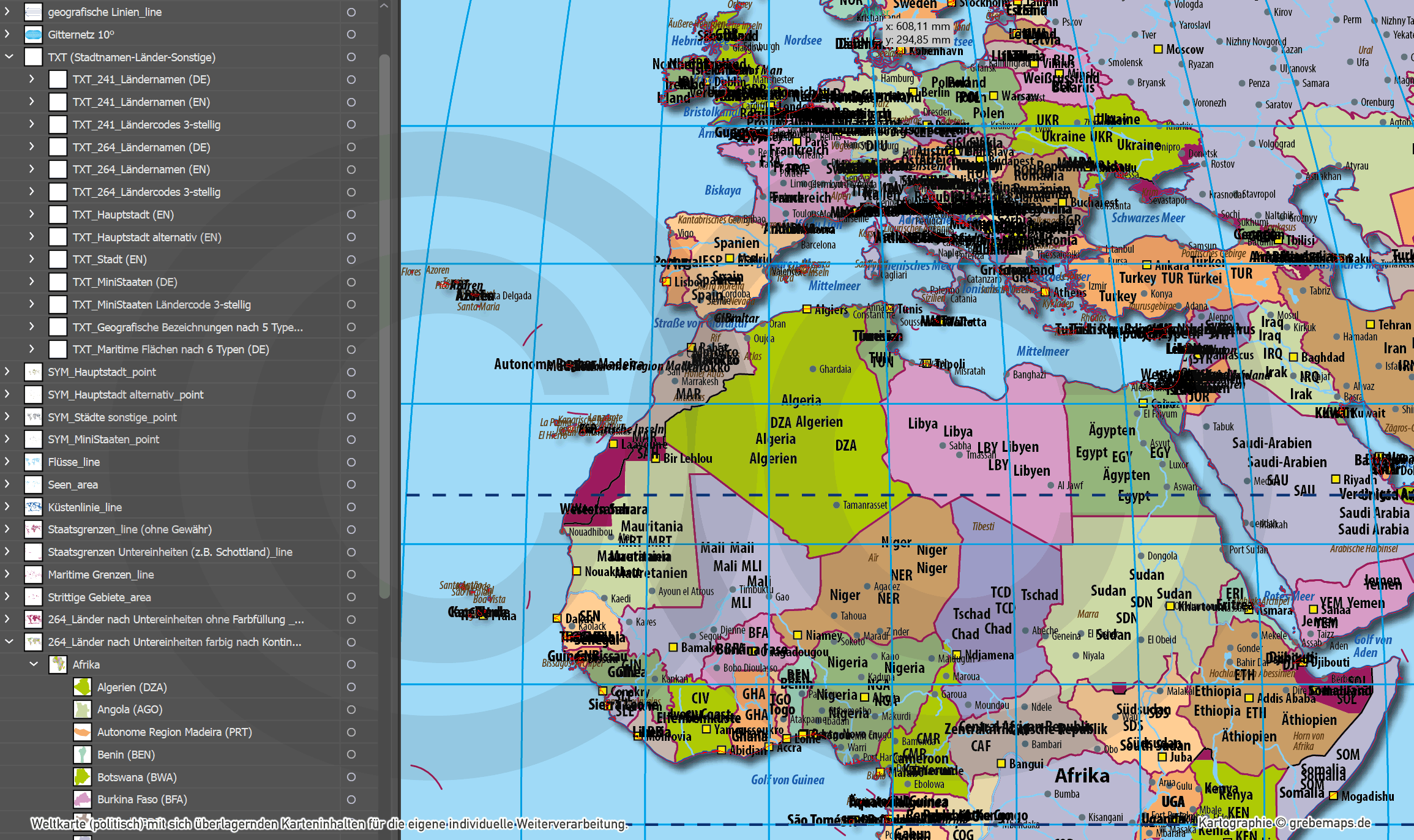 Weltkarte politisch – Robinson Kartenprojektion – Vektorkarte Illustrator ebenen-separiert editierbar AI-Datei [Digital] – Bild 32