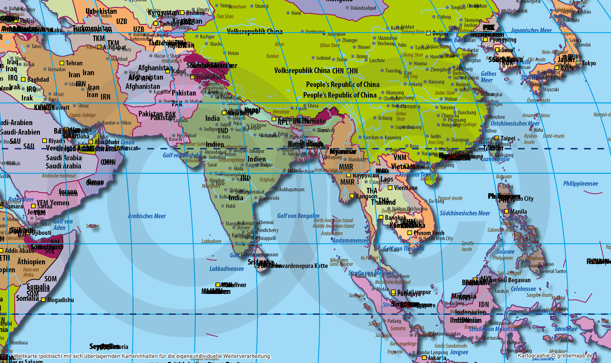 Weltkarte politisch – Robinson Kartenprojektion – Vektorkarte Illustrator ebenen-separiert editierbar AI-Datei [Digital] – Bild 34