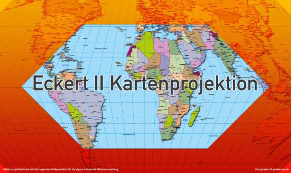 Weltkarte politisch - Eckert II Kartenprojektion - ebenen-separierte editierbare Vektorkarte für Illustrator zum Download [Digital] – Bild 4
