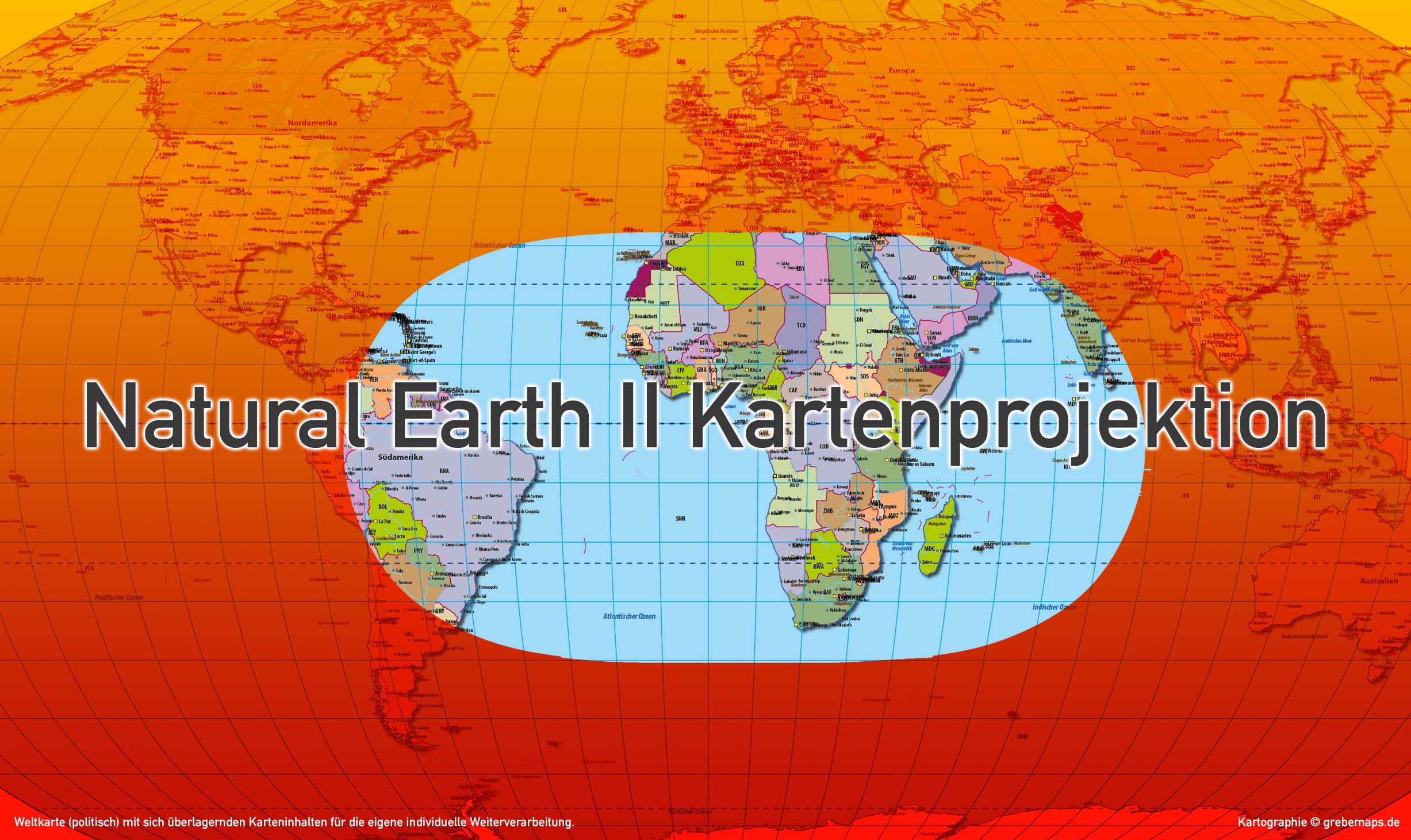 Weltkarte politisch - Natural Earth II Kartenprojektion - ebenen-separierte editierbare Vektorkarte für Illustrator zum Download [Digital] – Bild 4
