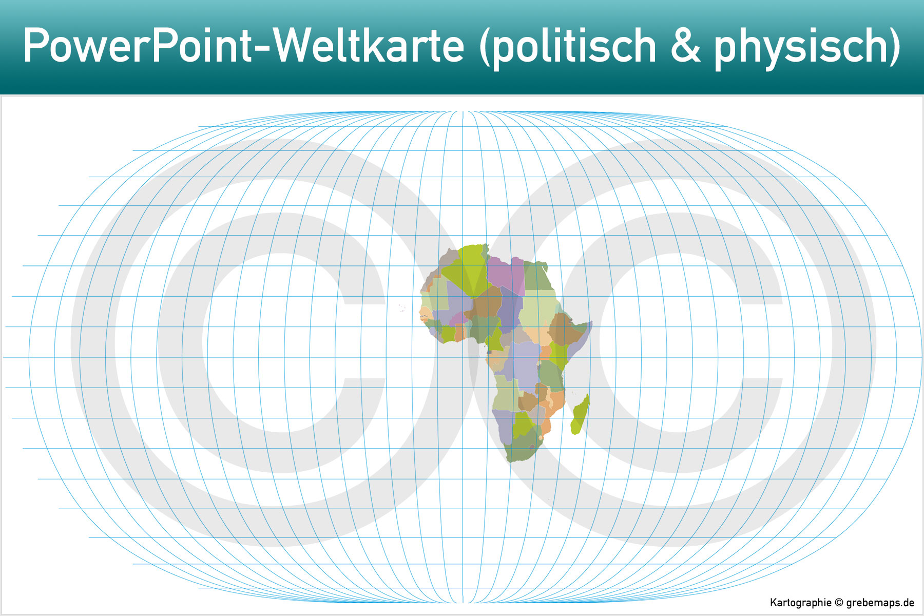 PowerPoint-Karte Weltkarte politisch und physisch mit Ländern zum Einfärben und Bearbeiten als Download [Digital] – Bild 22