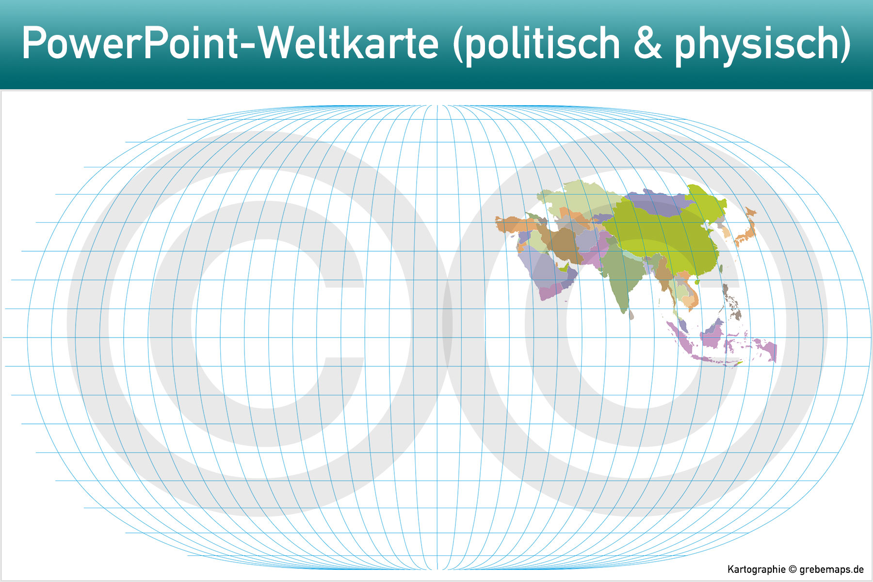 PowerPoint-Karte Weltkarte politisch und physisch mit Ländern zum Einfärben und Bearbeiten als Download [Digital] – Bild 23