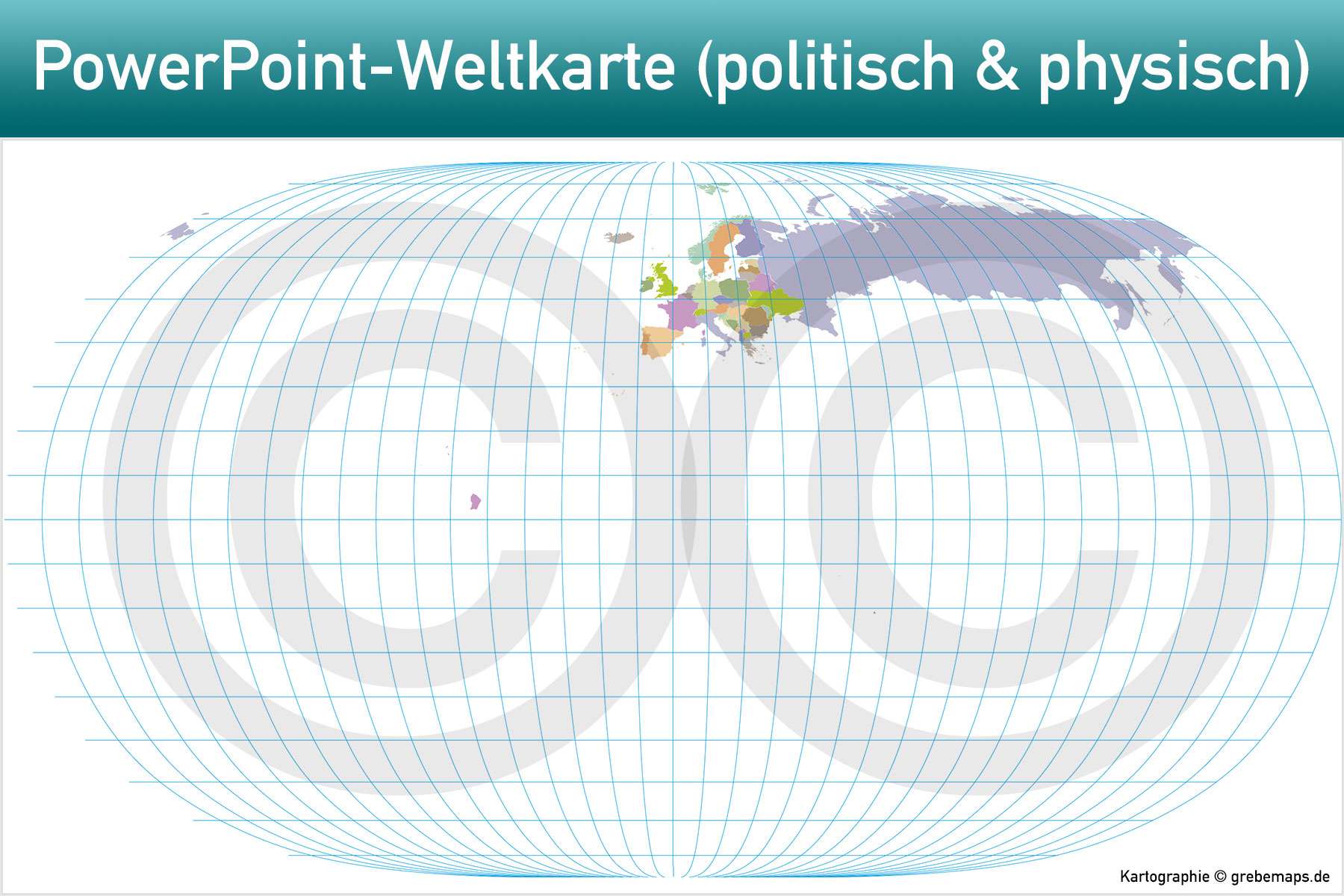 PowerPoint-Karte Weltkarte politisch und physisch mit Ländern zum Einfärben und Bearbeiten als Download [Digital] – Bild 24