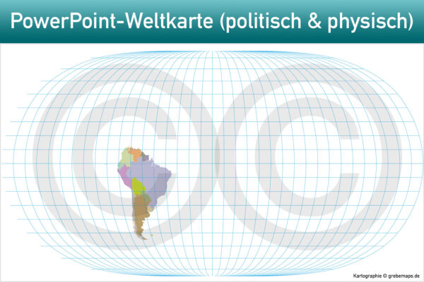 PowerPoint-Karte Weltkarte politisch und physisch mit Ländern zum Einfärben und Bearbeiten als Download [Digital] – Bild 27