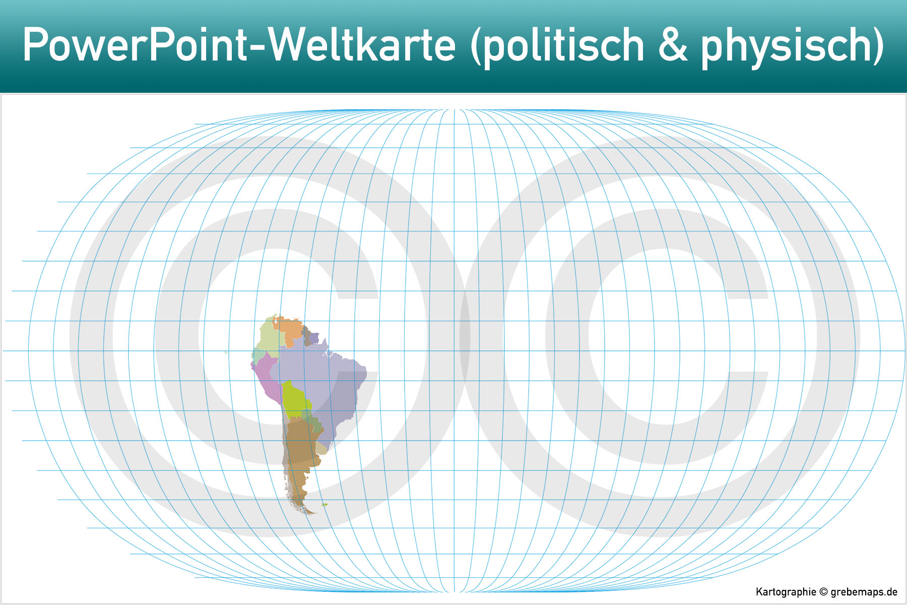 PowerPoint-Karte Weltkarte politisch und physisch mit Ländern zum Einfärben und Bearbeiten als Download [Digital] – Bild 27