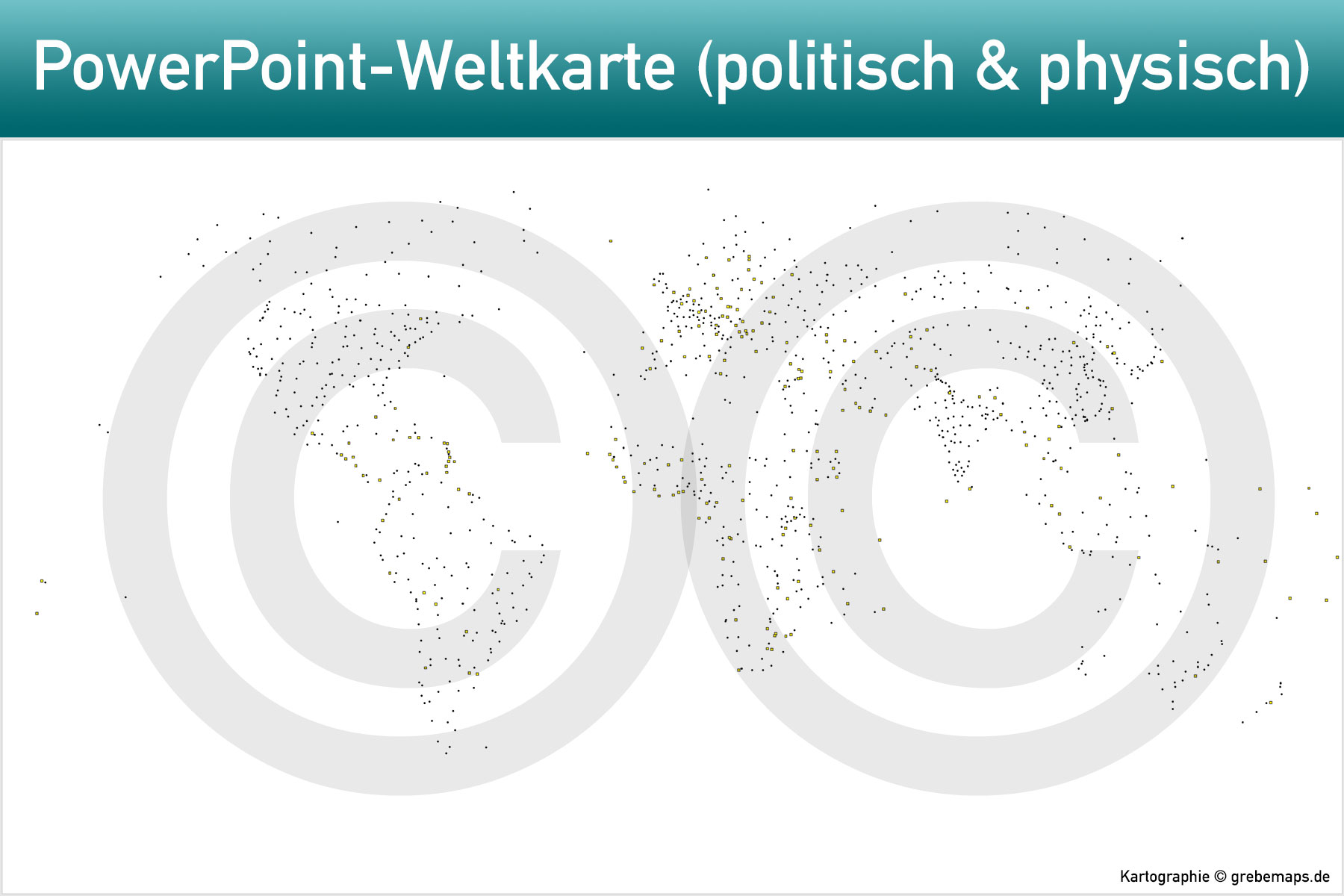 PowerPoint-Karte Weltkarte politisch und physisch mit Ländern zum Einfärben und Bearbeiten als Download [Digital] – Bild 32