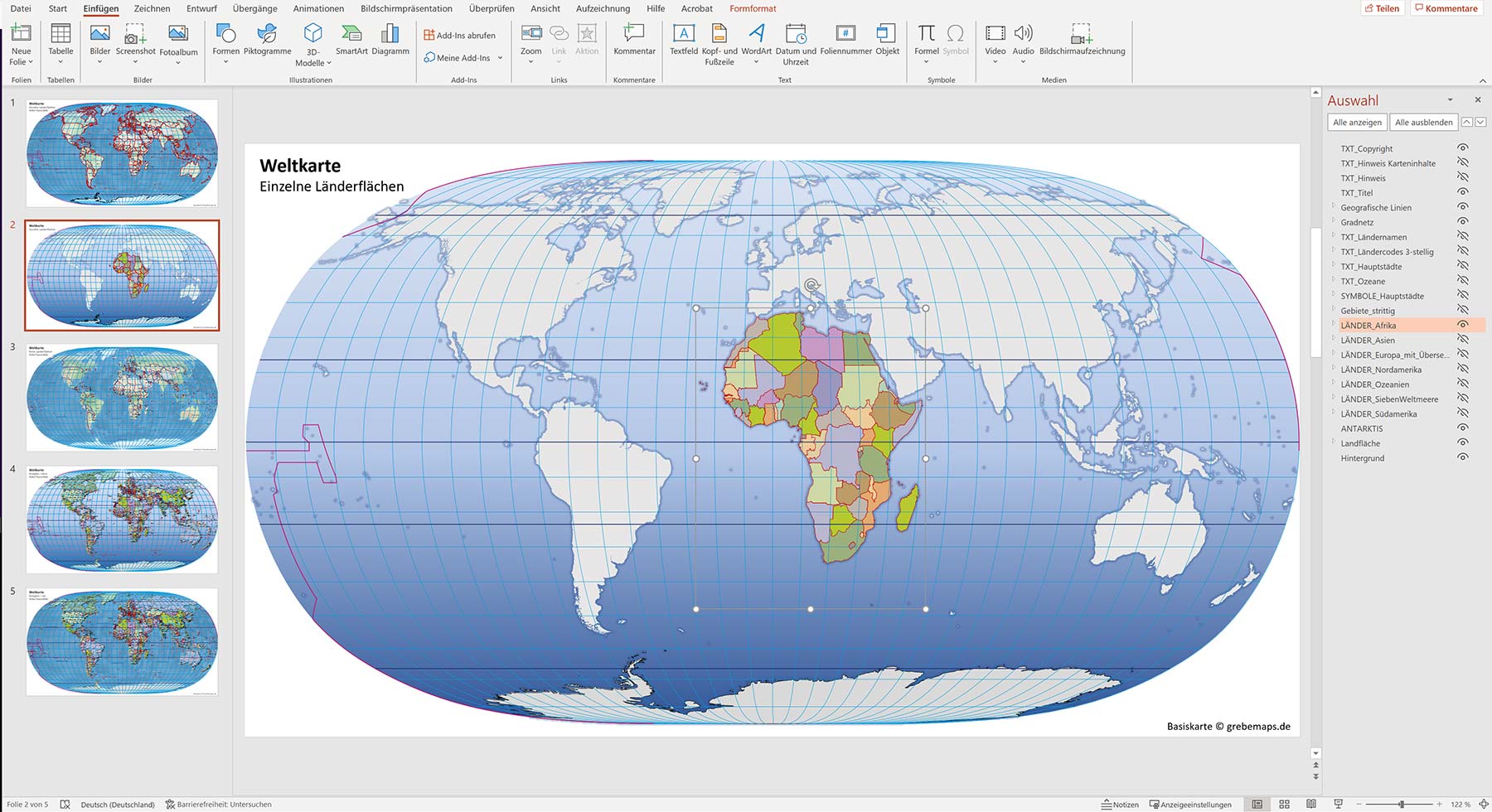 PowerPoint-Karte Weltkarte politisch und physisch mit Ländern zum Einfärben und Bearbeiten als Download [Digital] – Bild 10