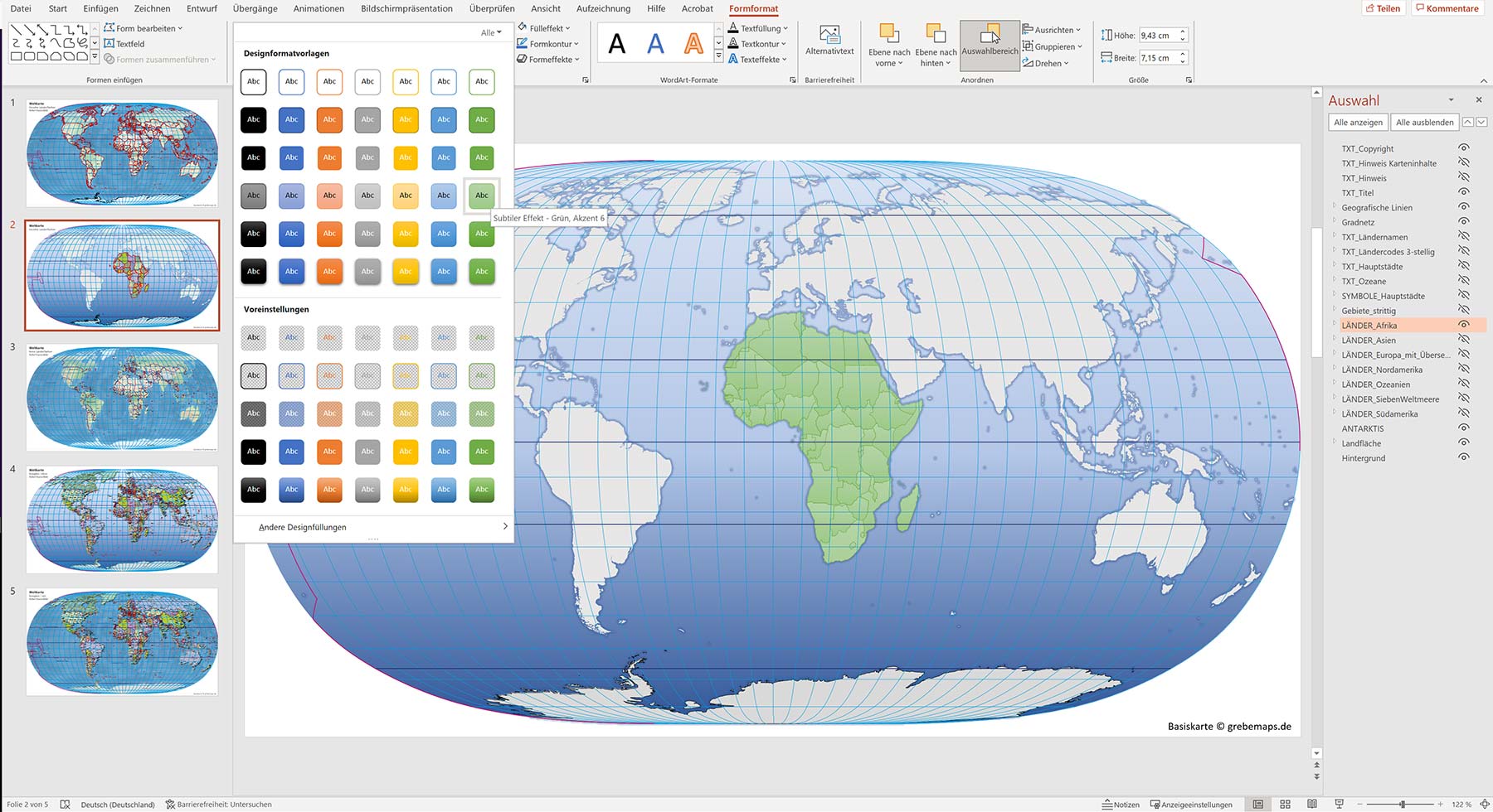 PowerPoint-Karte Weltkarte politisch und physisch mit Ländern zum Einfärben und Bearbeiten als Download [Digital] – Bild 11
