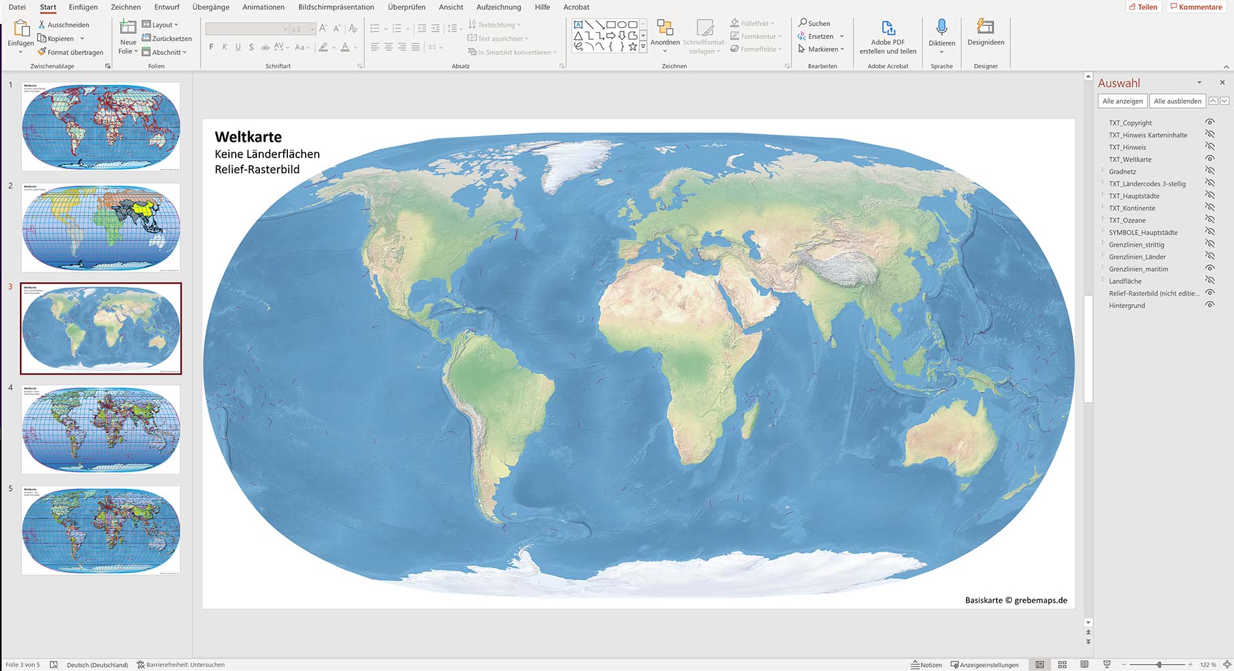 PowerPoint-Karte Weltkarte politisch und physisch mit Ländern zum Einfärben und Bearbeiten als Download [Digital] – Bild 13