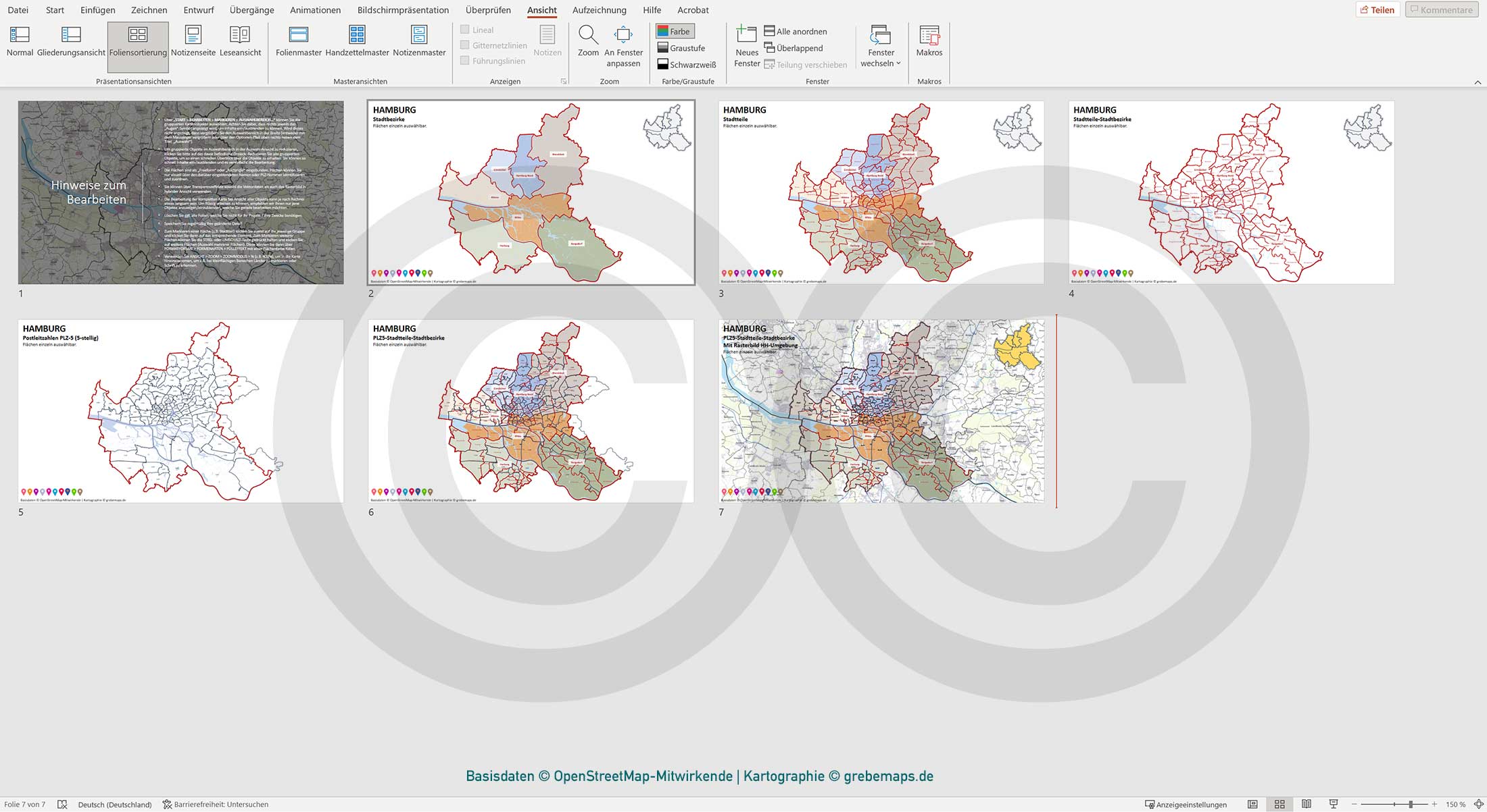 PowerPoint-Karte Hamburg mit Stadtbezirken-Stadtteilen-Postleitzahlen PLZ5 (5-stellig) [Digital] – Bild 3