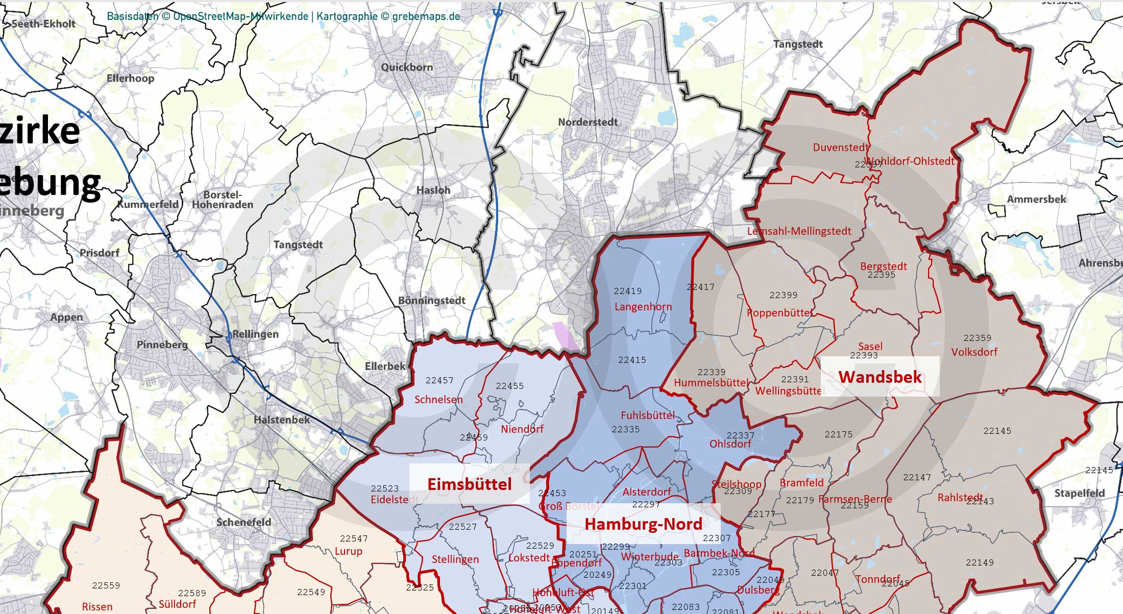 PowerPoint-Karte Hamburg mit Stadtbezirken-Stadtteilen-Postleitzahlen PLZ5 (5-stellig) [Digital] – Bild 12
