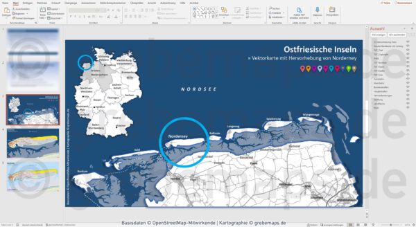 PowerPoint-Karte Norderney / Ostfriesische Inseln, Landkarte Norderney Powerpoint, Vektorkarte Norderney Powerpoint, Karte Norderney Powerpoint, Inselkarte Norderney Powerpoint, download, bearbeitbar, editierbar, einfärbbar