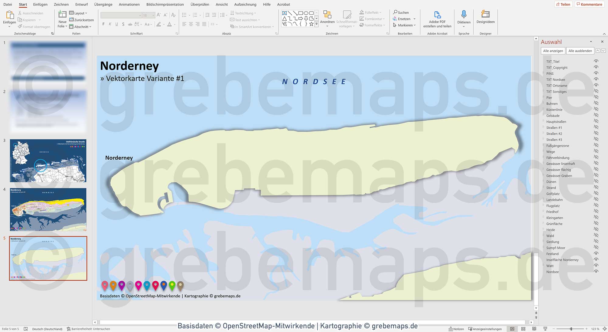 PowerPoint-Karte Norderney / Ostfriesische Inseln - Basiskarte aus Vektordaten ebenen-separiert editierbar einfärbbar- mit Deutschlandkarte [Digital] – Bild 7
