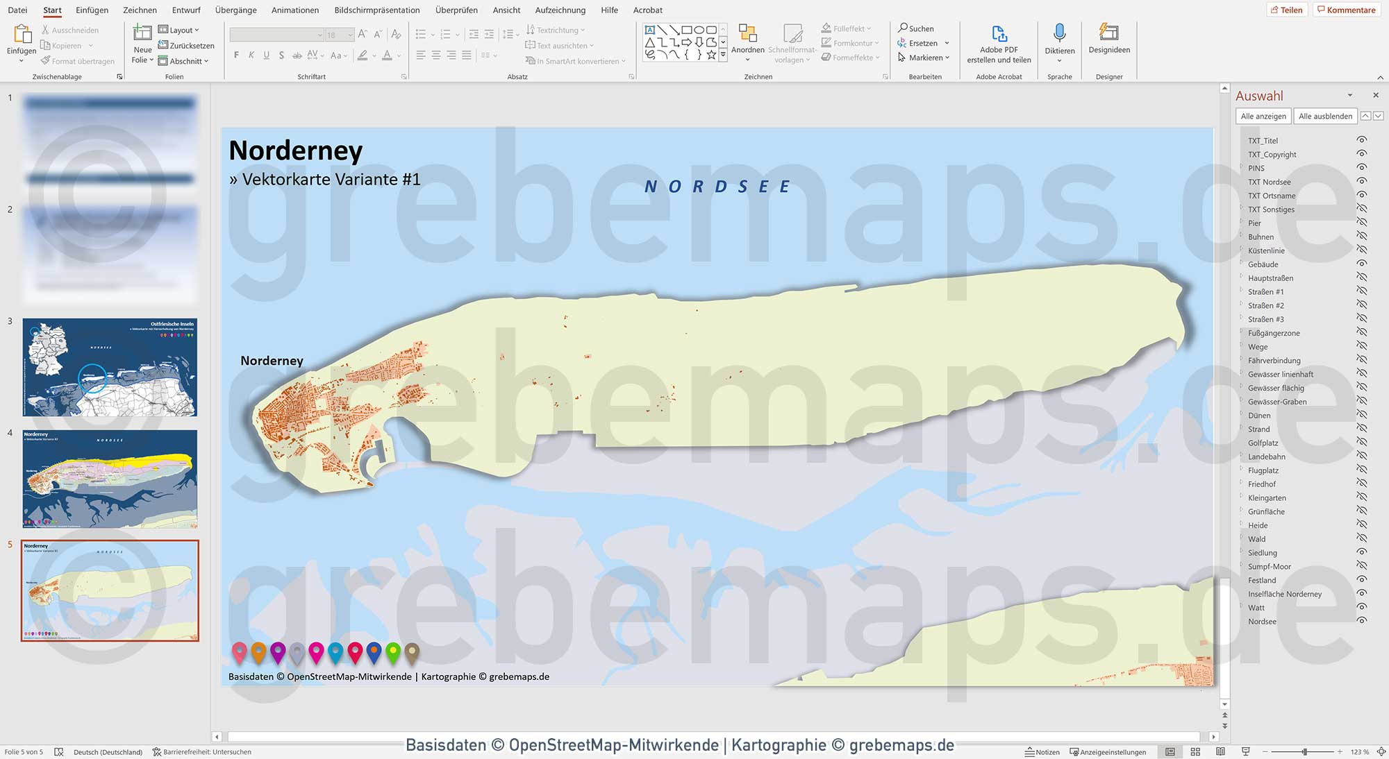 PowerPoint-Karte Norderney / Ostfriesische Inseln - Basiskarte aus Vektordaten ebenen-separiert editierbar einfärbbar- mit Deutschlandkarte [Digital] – Bild 8