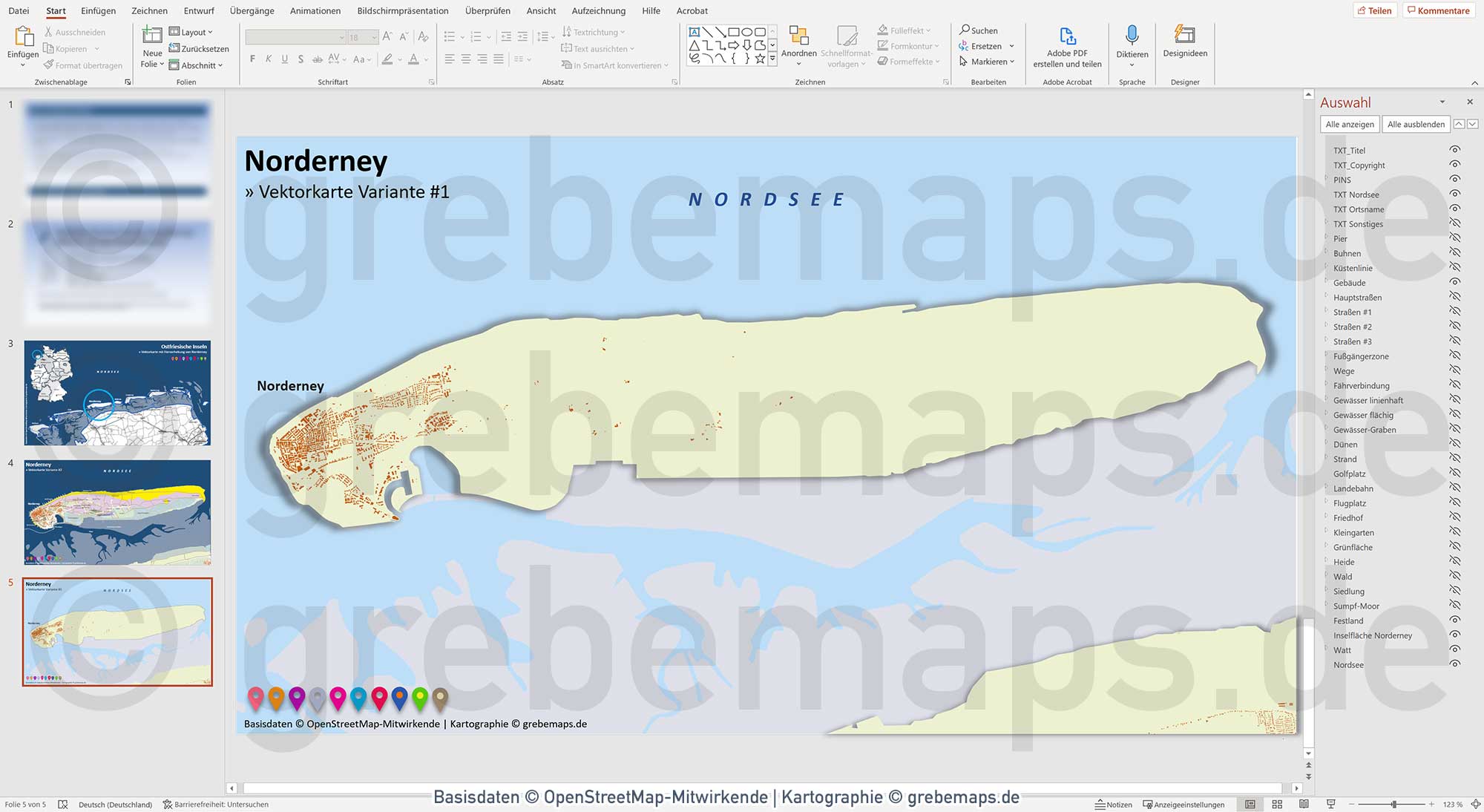 PowerPoint-Karte Norderney / Ostfriesische Inseln - Basiskarte aus Vektordaten ebenen-separiert editierbar einfärbbar- mit Deutschlandkarte [Digital] – Bild 9