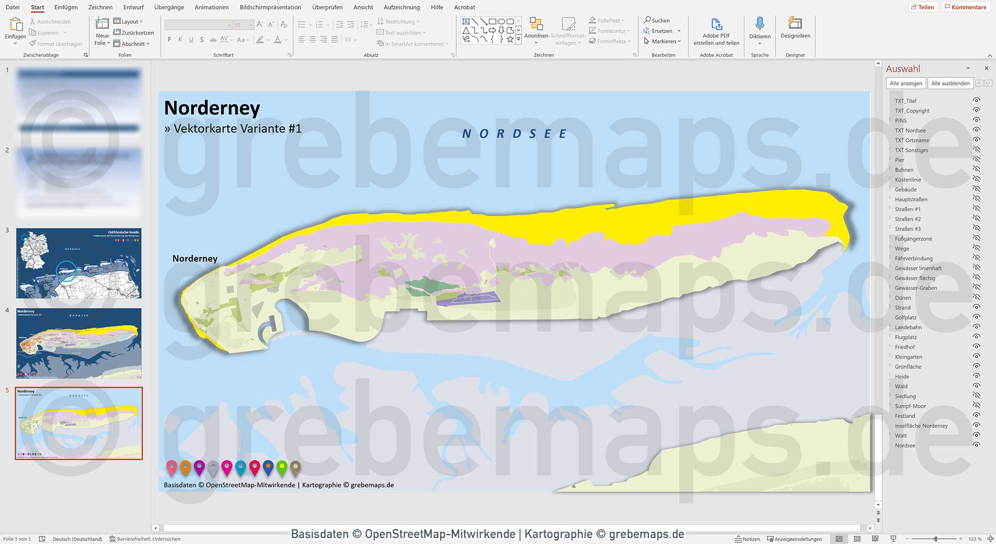 PowerPoint-Karte Norderney / Ostfriesische Inseln - Basiskarte aus Vektordaten ebenen-separiert editierbar einfärbbar- mit Deutschlandkarte [Digital] – Bild 10
