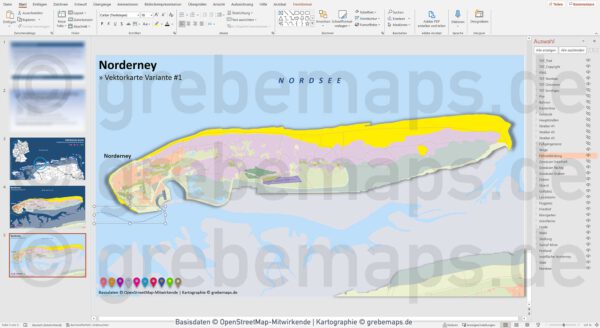 PowerPoint-Karte Norderney / Ostfriesische Inseln, Landkarte Norderney Powerpoint, Vektorkarte Norderney Powerpoint, Karte Norderney Powerpoint, Inselkarte Norderney Powerpoint, download, bearbeitbar, editierbar, einfärbbar